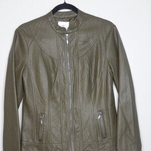 NEW Oso Casuals Women's Faux Leather Jacket (Medium, Green)